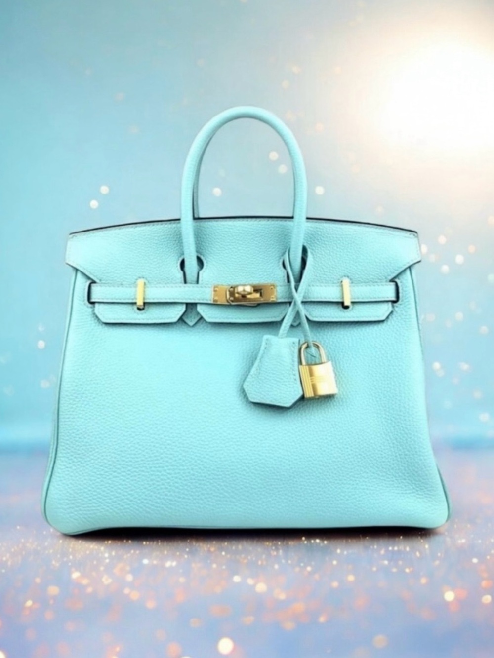💞HERMES BIRKIN 25 BLEU ATOLL “Ti-ffany Blue” Togo Leather Gold-Plated Hardware